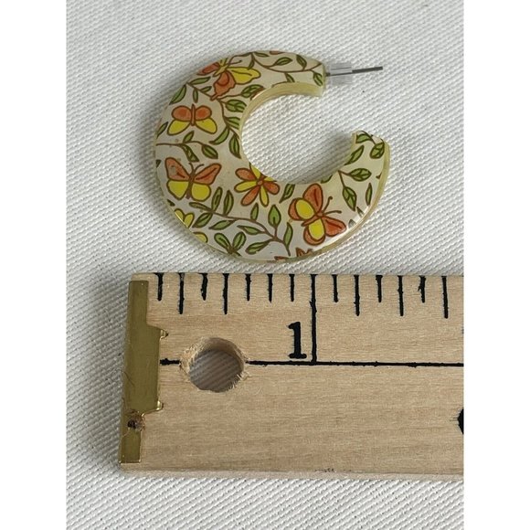 Vintage Yellow Beaded Necklace Earrings Set Floral Beaded Plastic Cottagecore - Picture 7 of 8